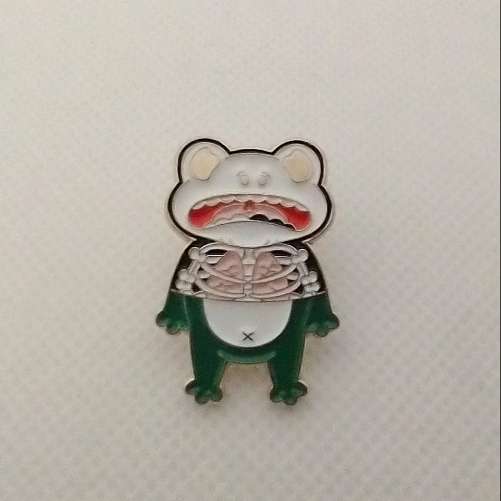 🧁 3/$30 Frog Half Skeleton Enamel Pin NEW